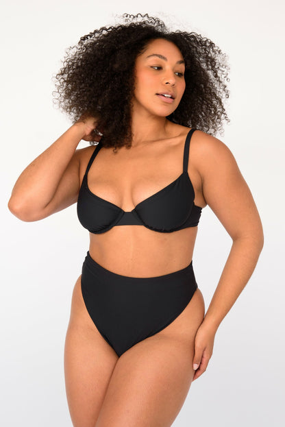 Skatie Monroe Bikini Bottom in Black - Swim