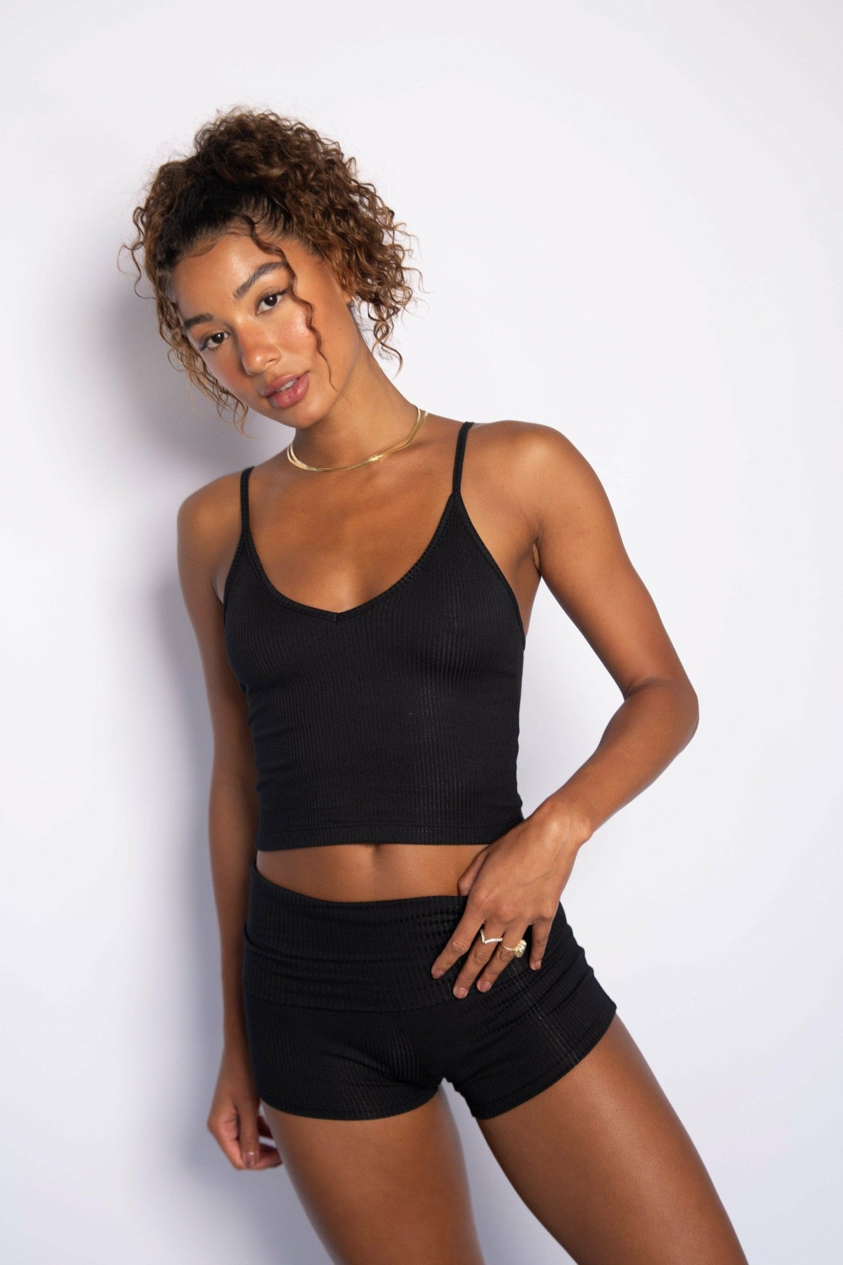 Skatie Perfect Tank Ribbed in Black - Clothing
